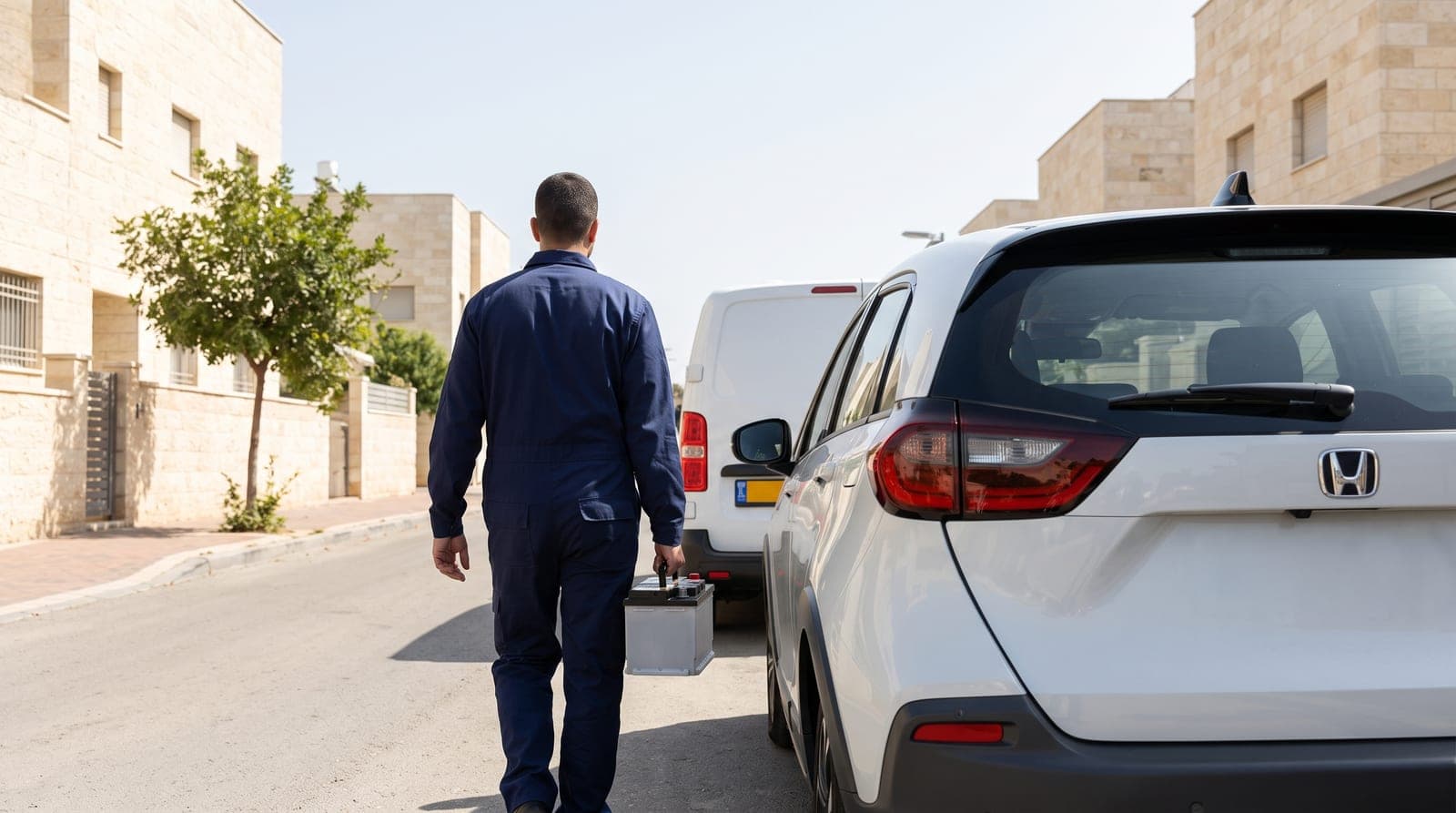 טכנאי לידור מגיע להחלפת מצבר בהונדה אינסייט