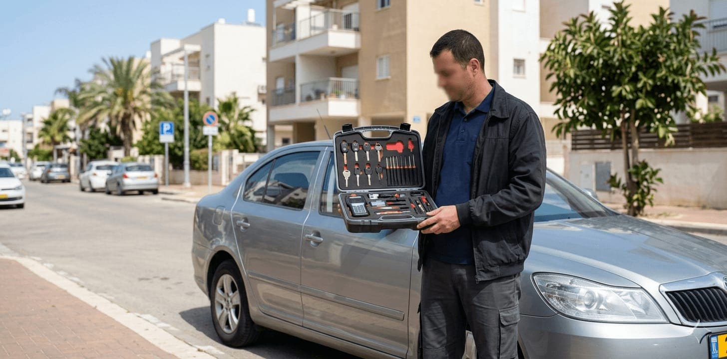 טכנאי מקצועי מגיע לקריאת ניתוק קודן — לידור חילוצים בדרך