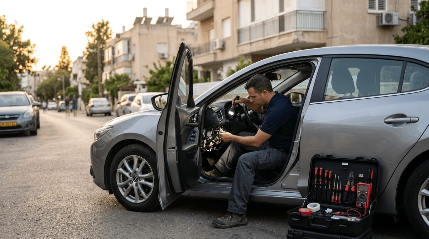 ניתוק קודן לרכב בכפר סבא — לידור חילוצים בדרך