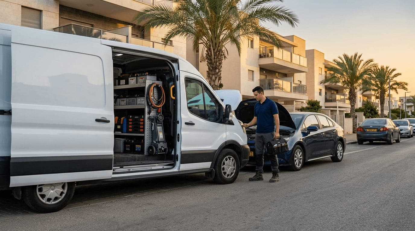 מוסך נייד בלוד — לידור חילוצים בדרך