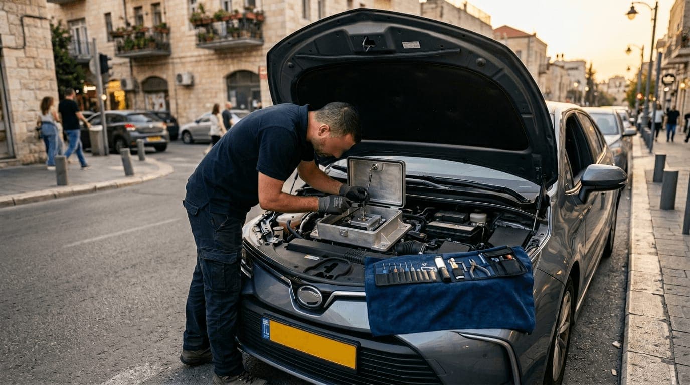 פריצת כספת רכב במקום — לידור חילוצים בדרך