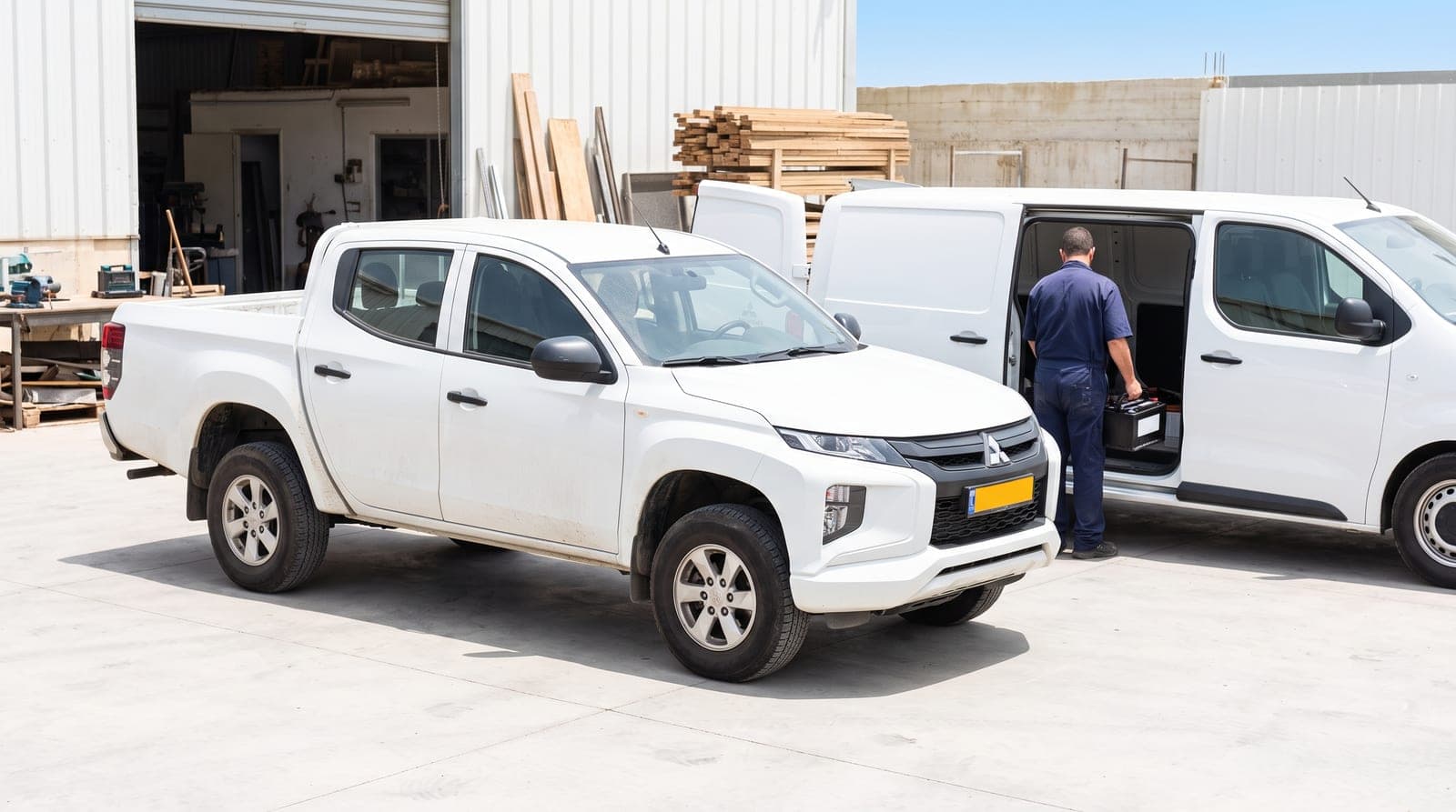 טכנאי לידור מחליף מצבר במיצובישי L200 בחניית הבית