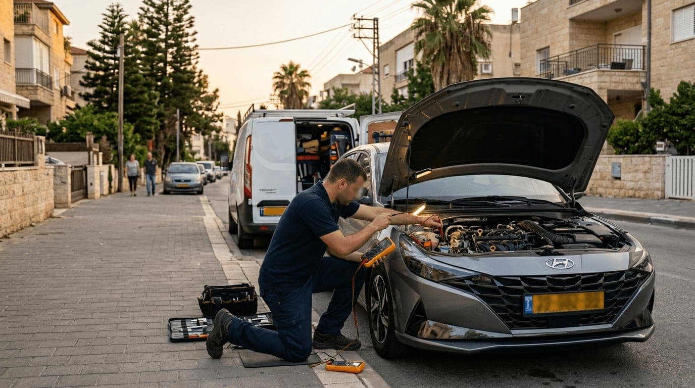 החלפת סטרטר ואלטרנטור עד הבית — לידור חילוצים בדרך